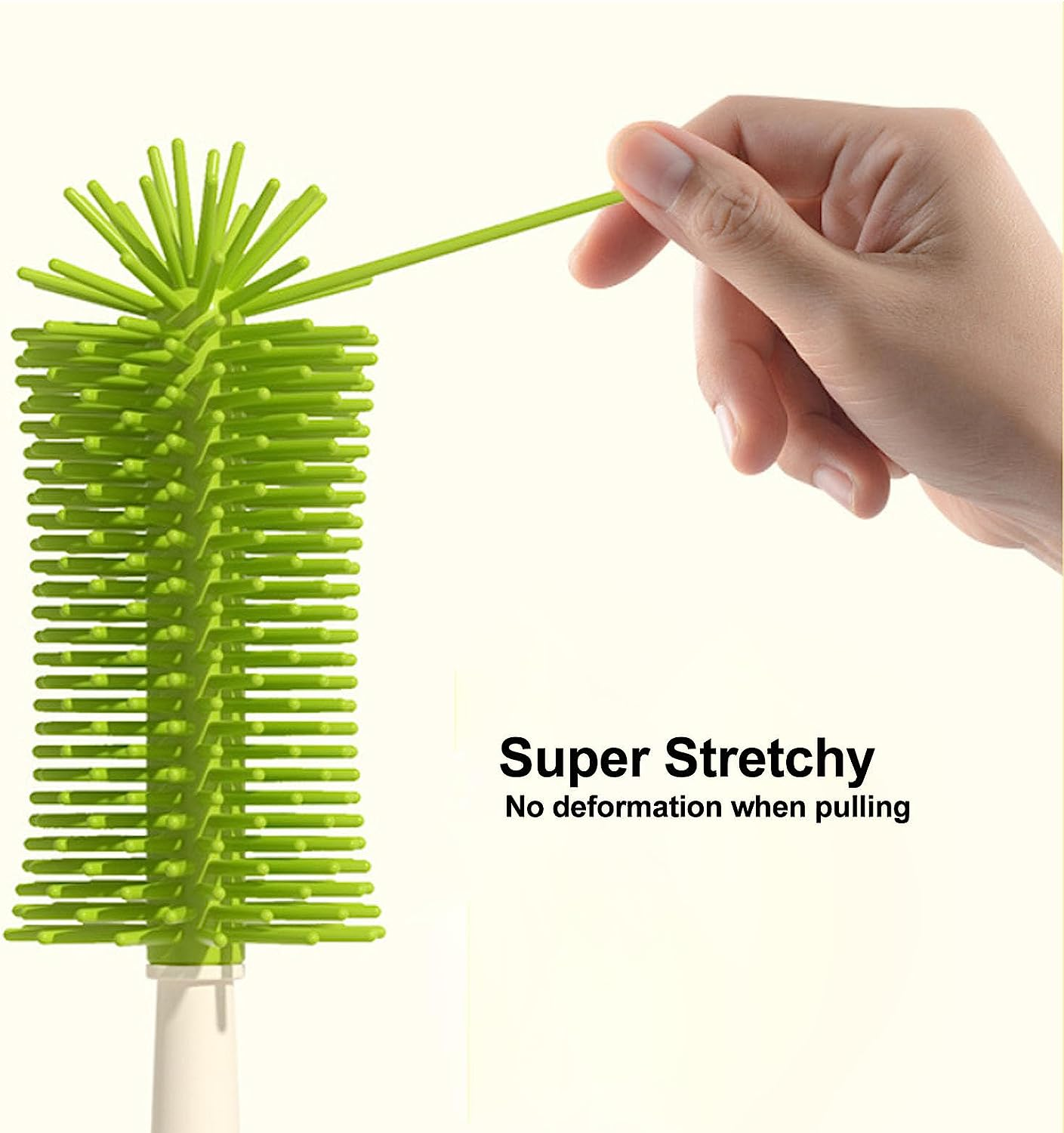 Silicone Baby Bottle Brush with Stand, Baby Bottle Brush Cleaner for Cleaning Water Bottle Cleaner Brush with Nipple & Straw Cleaner (White) image number 3