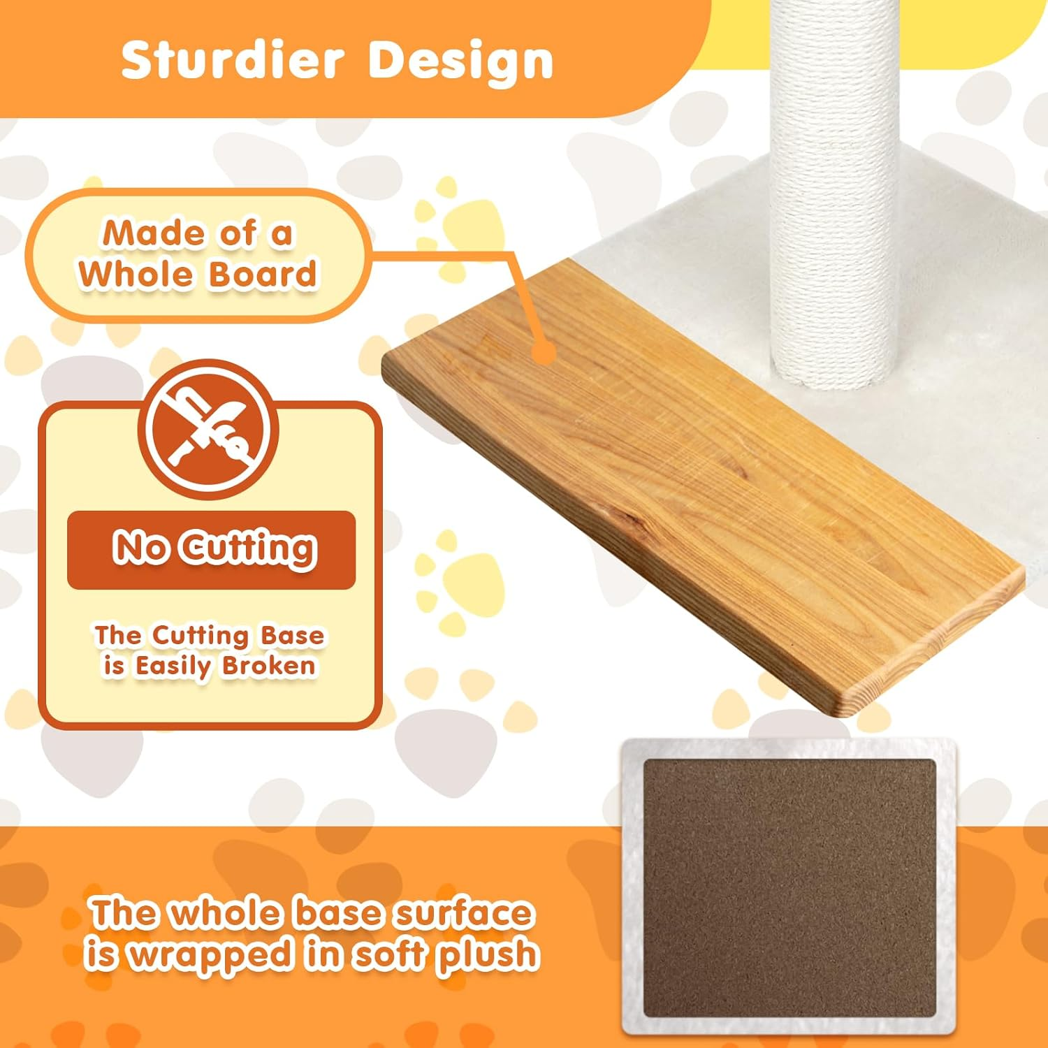 Advwin 33" Cat Scratching Post, Premium Sisal Rope Cat Scratcher for Indoor Cats, Cat Claw Scratching Post with Hanging Balls, Stable Heavy Base - Beige - 145Cm image number 5