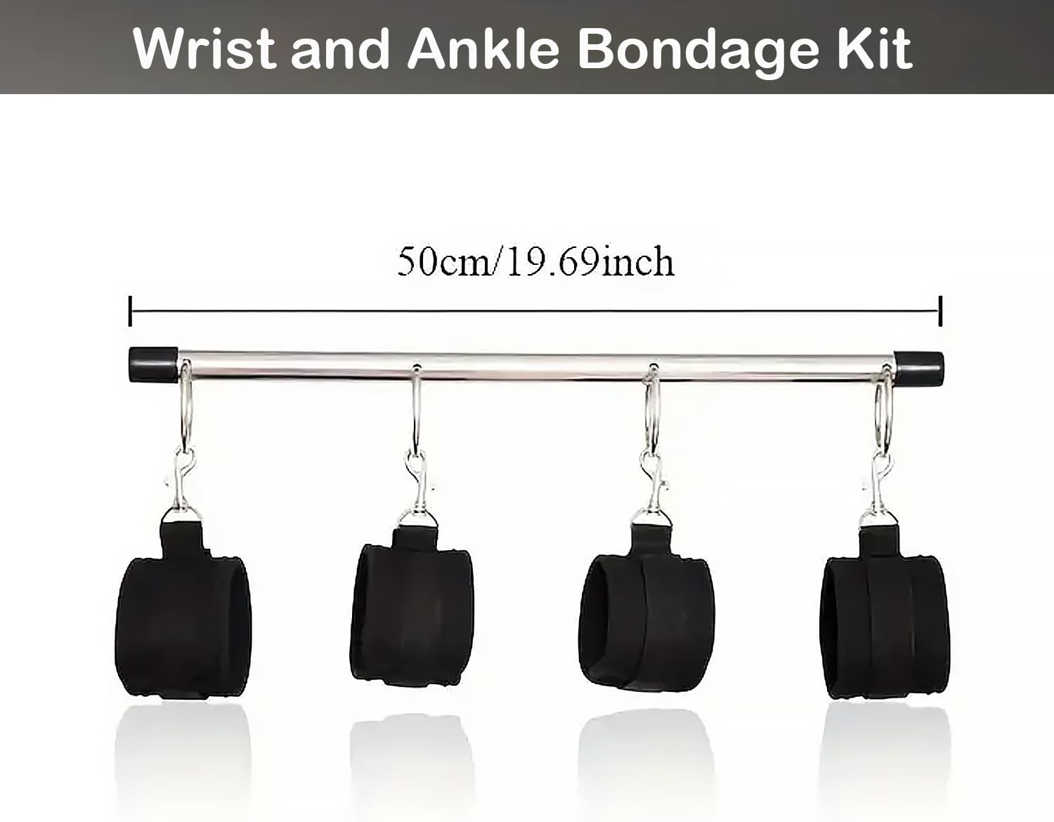 Sex Toys Spreader Bar 30/50Cm with Wrist Ankle Neck Collar Restraint Kits Adjustable Handcuffs Collar Bondage Set BDSM for Women Adult Couple image number 5