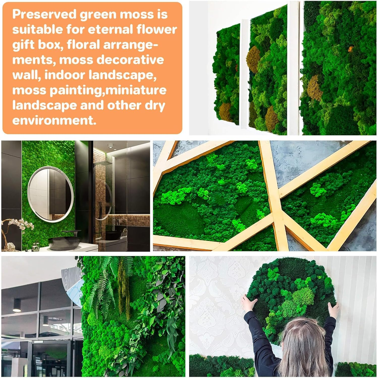 Sukh Preserved Moss - 3.5 OZ Moss for Crafts Faux Moss Decor Natural Green Moss DIY Art Wall Floral Moss Terrariums Gardenning Decor Wedding Easter Table Home Office Art Landscape Garden Decoration image number 5