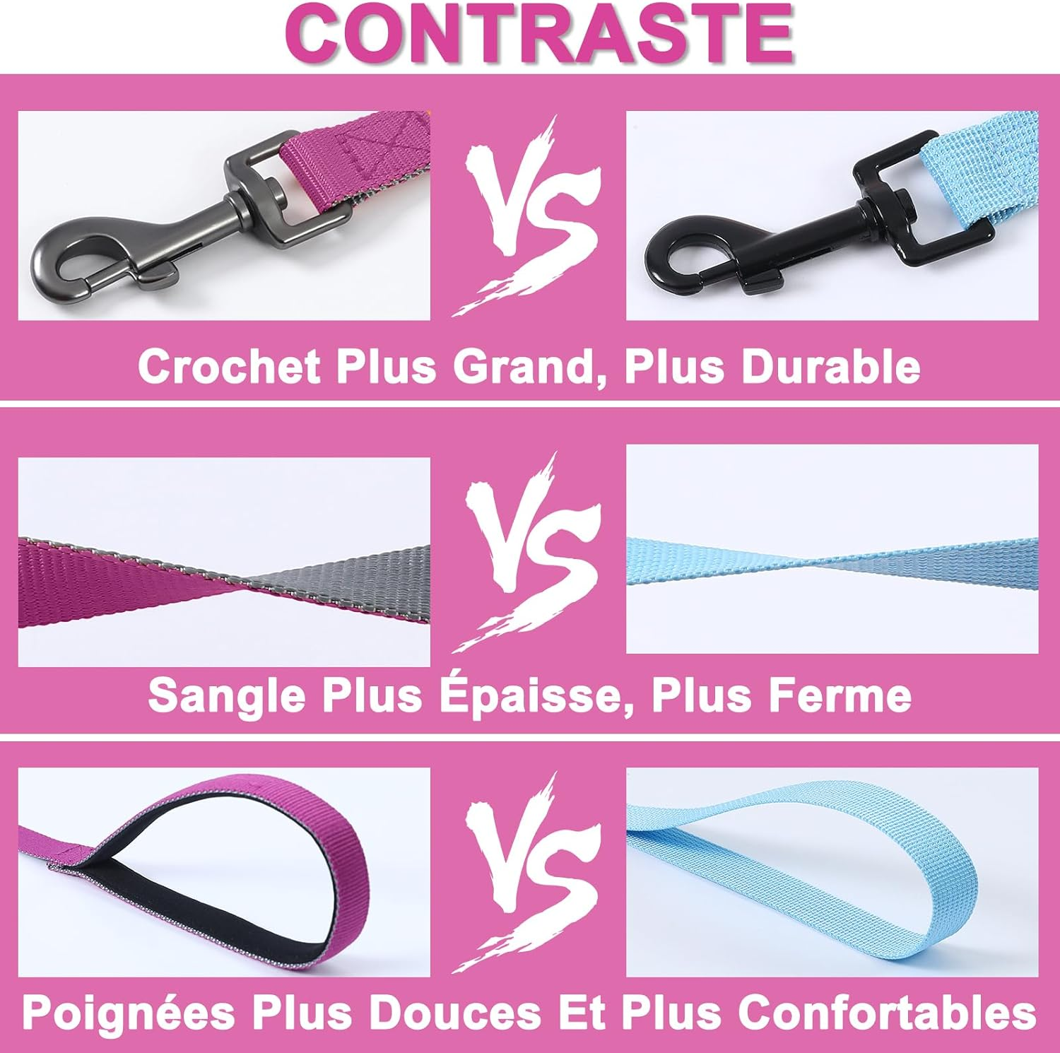 COMSLE Recall Lead for Dogs, 1.5 M / 3 M / 5 M Robust Long Dog Lead Reflective Training Lead with Padded Handle and Hand Strap, Training Lead for Small to Large Dogs image number 2
