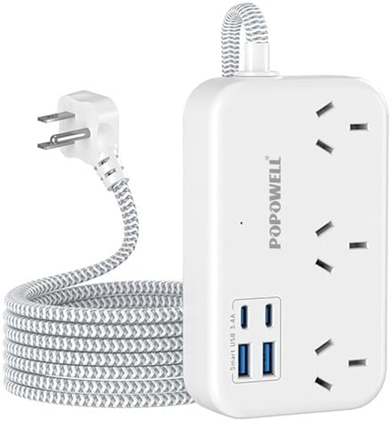 US Travel Adapter, AU to USA Plug Adapter with 3 Outlets 4 USB Ports (2 USB-C) Total Output 17W, Type B Outlet Converter for AU to America, Canada, Mexico image number 6