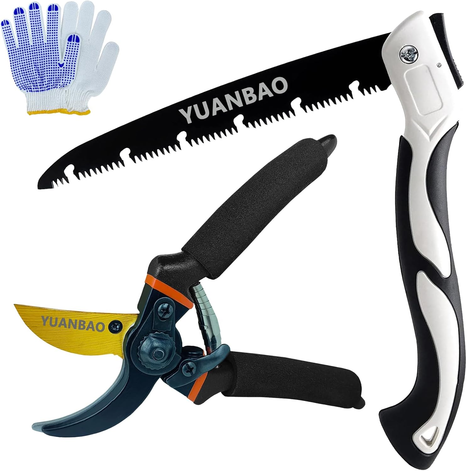 YUANBAO Professional Garden Pruning Kit GS-12, 8.5" Ultra Sharp Bypass Pruning Shear, 10" Long Blade Folding Saw, Garden Clipper, Garden Pruner, Gardening Scissor image number 3