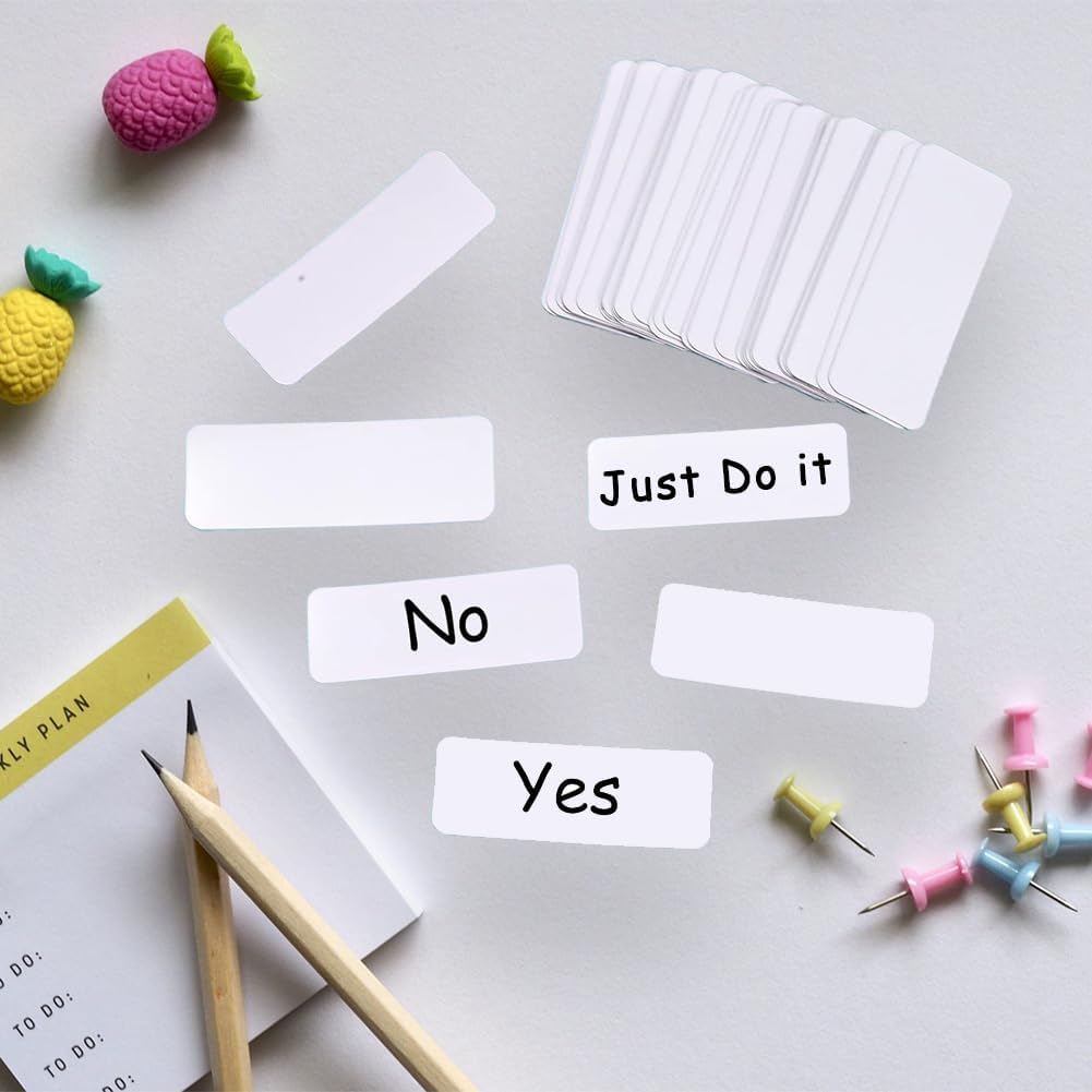 54Pcs Magnetic Dry Erase Labels, 3.2 X 1.2 Inch White Magnetic Name Tags for Students Classroom, Whiteboard, Refrigerator, Locker Classroom Office Home and More image number 4