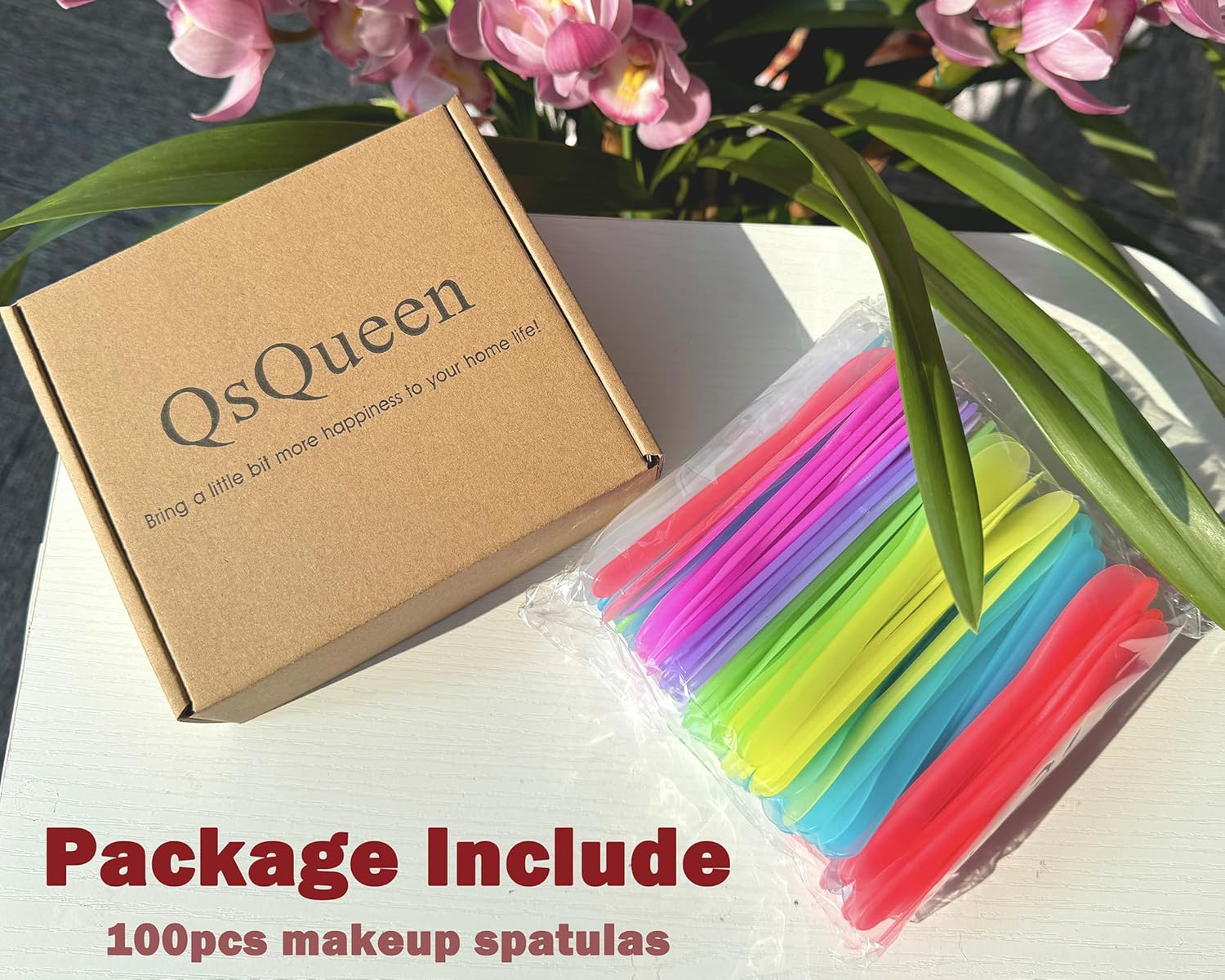 100 PCS Cosmetic Spatula for Makeup Face Mask Plastic Spoon Disposable Makeup Tools for Mixing and Sampling 4.88'' X 1.06" Random Color - Multicolor image number 4