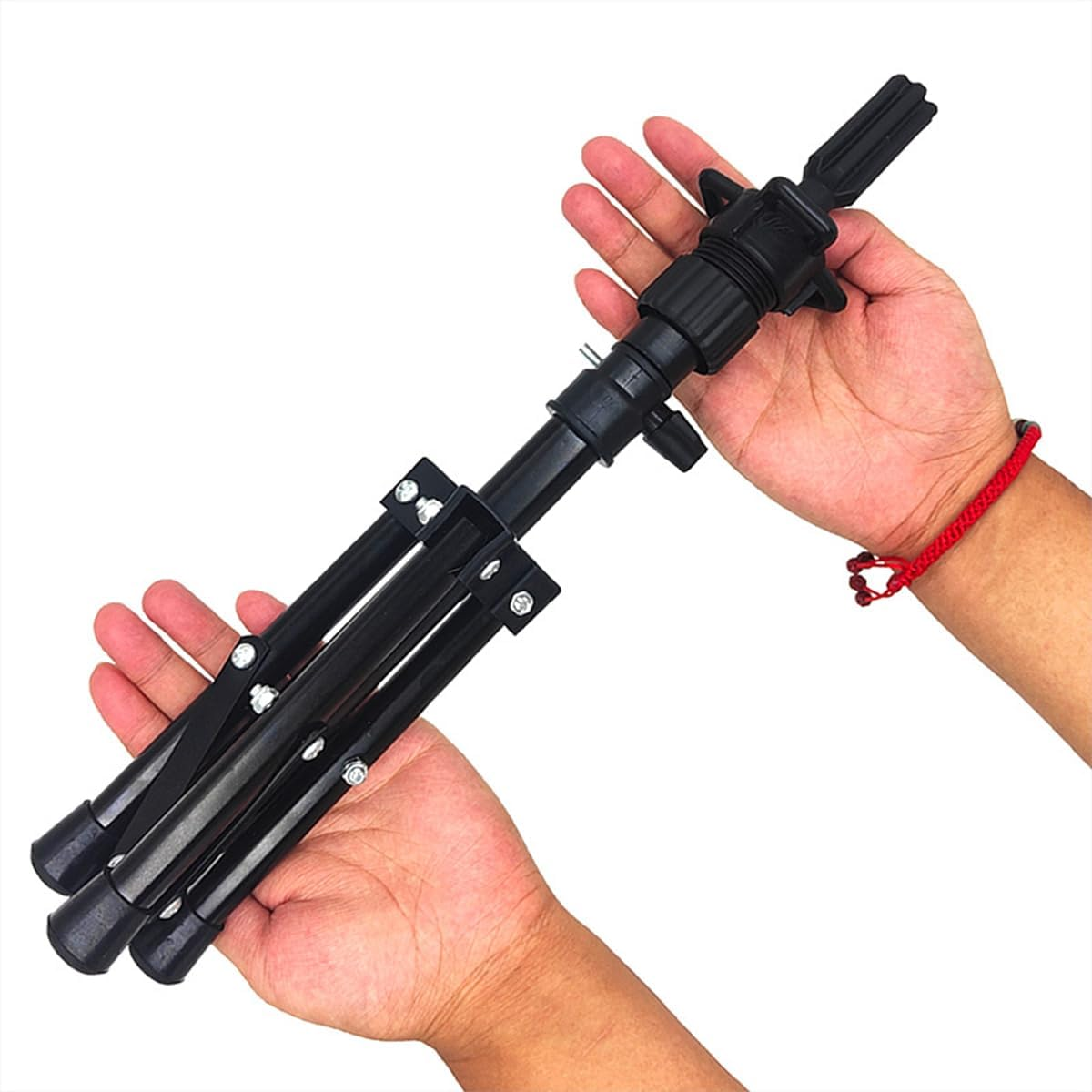 Gorise Mini Adjustable Mannequin Head Stand Tripod Hairdressing Wig Display Stand for Hairdressing Training Black Stainless Steel image number 1