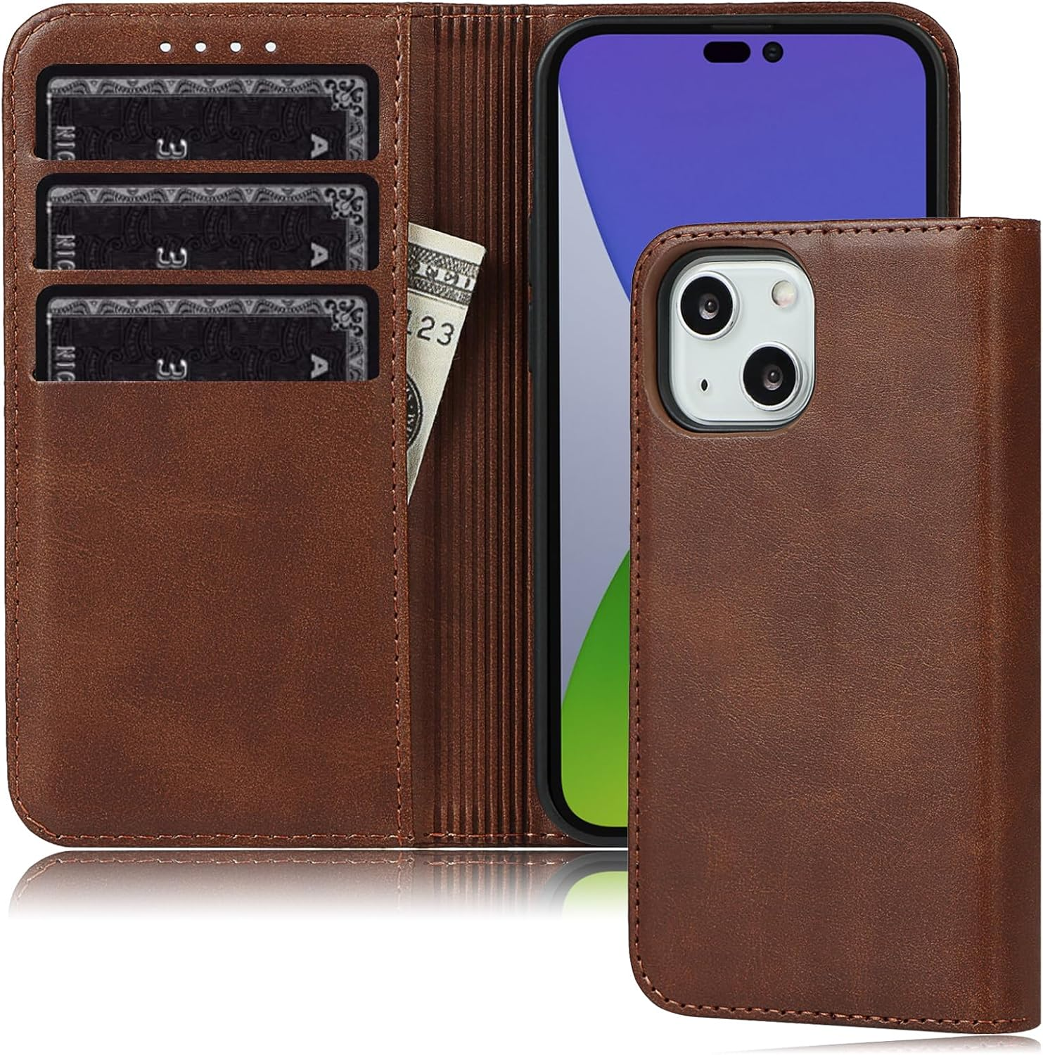 Iphone 15 Pro Max Wallet Case FROLAN Premium PU Leather with Credit Card Holder Slot Flip Drop Protection Shockproof Cover 6.7 Inch(Black)