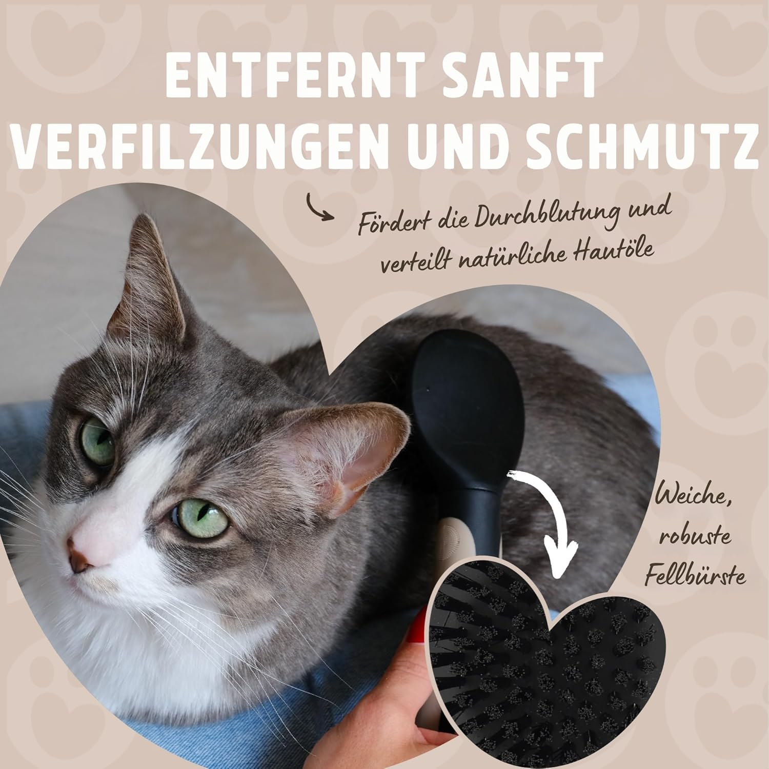 Rosewood Fur Brush for Cats - Small - Gentle Cat Brush with Firm Bristles - Black - for Daily Grooming and Shiny Fur image number 3