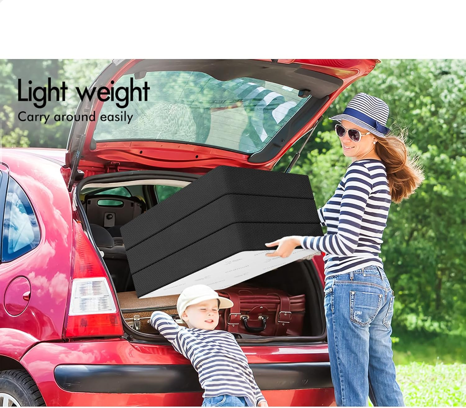 STARRY EUCALYPT Folding Mattress Tri-Fold Sofa Lounge Mat Pad 190 X 79 X 10Cm, 3-Fold Portable Foldable Mattress Floor Bed for Home Office Camping and Travel, Mesh Cover, Black image number 5