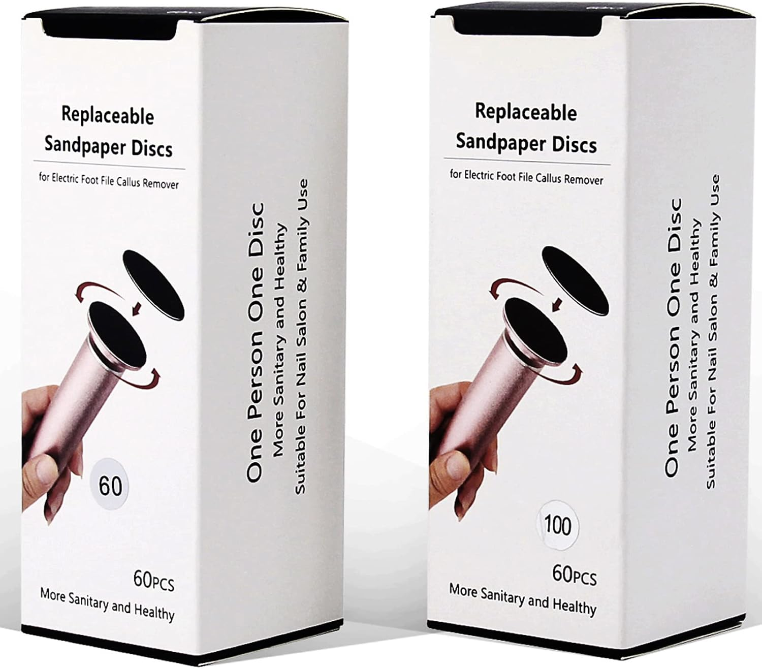 120Pcs Replaceable Sandpaper Refill Discs for Electric Foot File Callus Remover Dead Skin Removal (60Pcs Rough 60 Grit, 60Pcs Smooth 100 Grit) image number 1