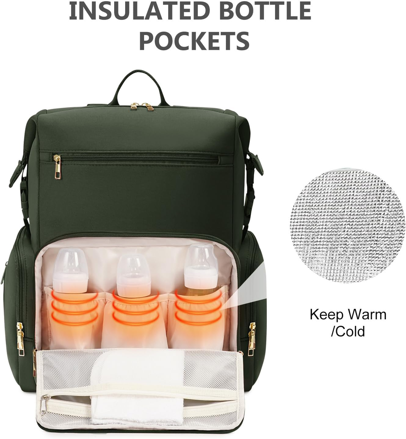 CEI-CEI Neoprene Diaper Bag Backpack with Changing Pad, Large Newborn Baby Maternity Bags Travel Tote with Insulated Pockets image number 6