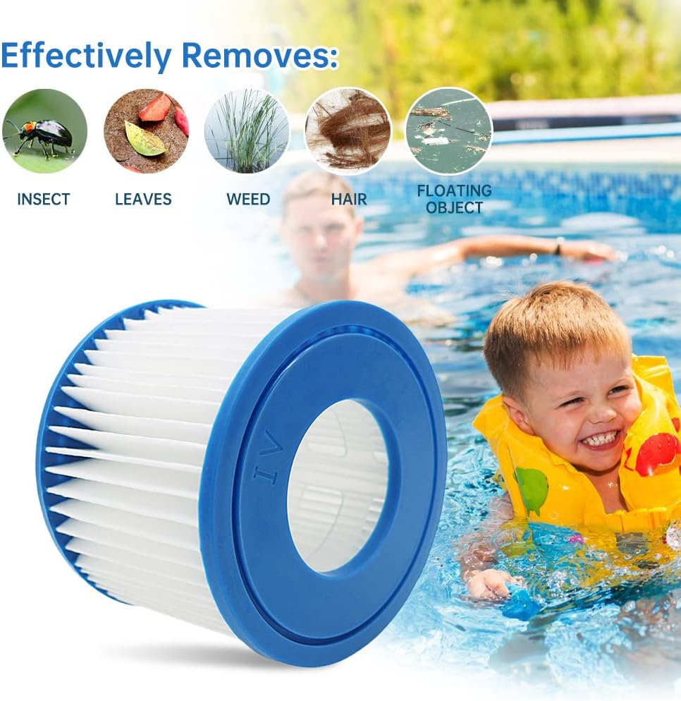 6Pcs Replacement Swimming Pool Filter for Bestway, Size VI Filter Cartridge Compatible with Lay-Z-Spa, Miami, Vegas, Palm Springs, Paris Monaco image number 2