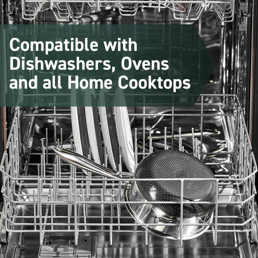 Hexclad Hybrid Nonstick 1-Litre Saucepan with Tempered Glass Lid, Stay-Cool Handle, Dishwasher-Friendly, Oven-Safe up to 480&deg;C, Induction Ready, Compatible with All Cooktops image number 3