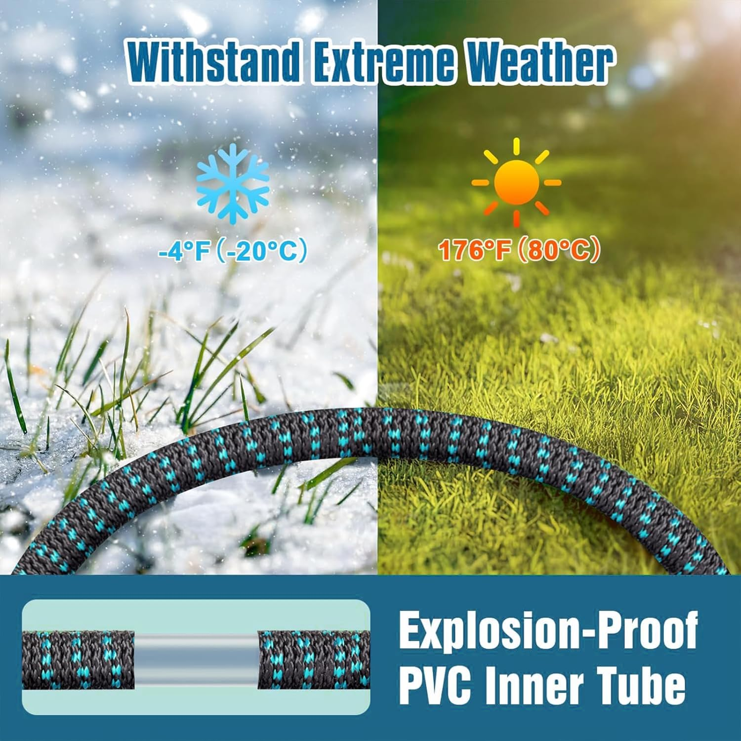 Garden Hose, Flexible Water Hose, Ultra Lightweight Non-Expanding Hose with 10 Function Sprayer, Leak Proof, Pressure Resistant for Yard, Outdoor (15M) image number 4