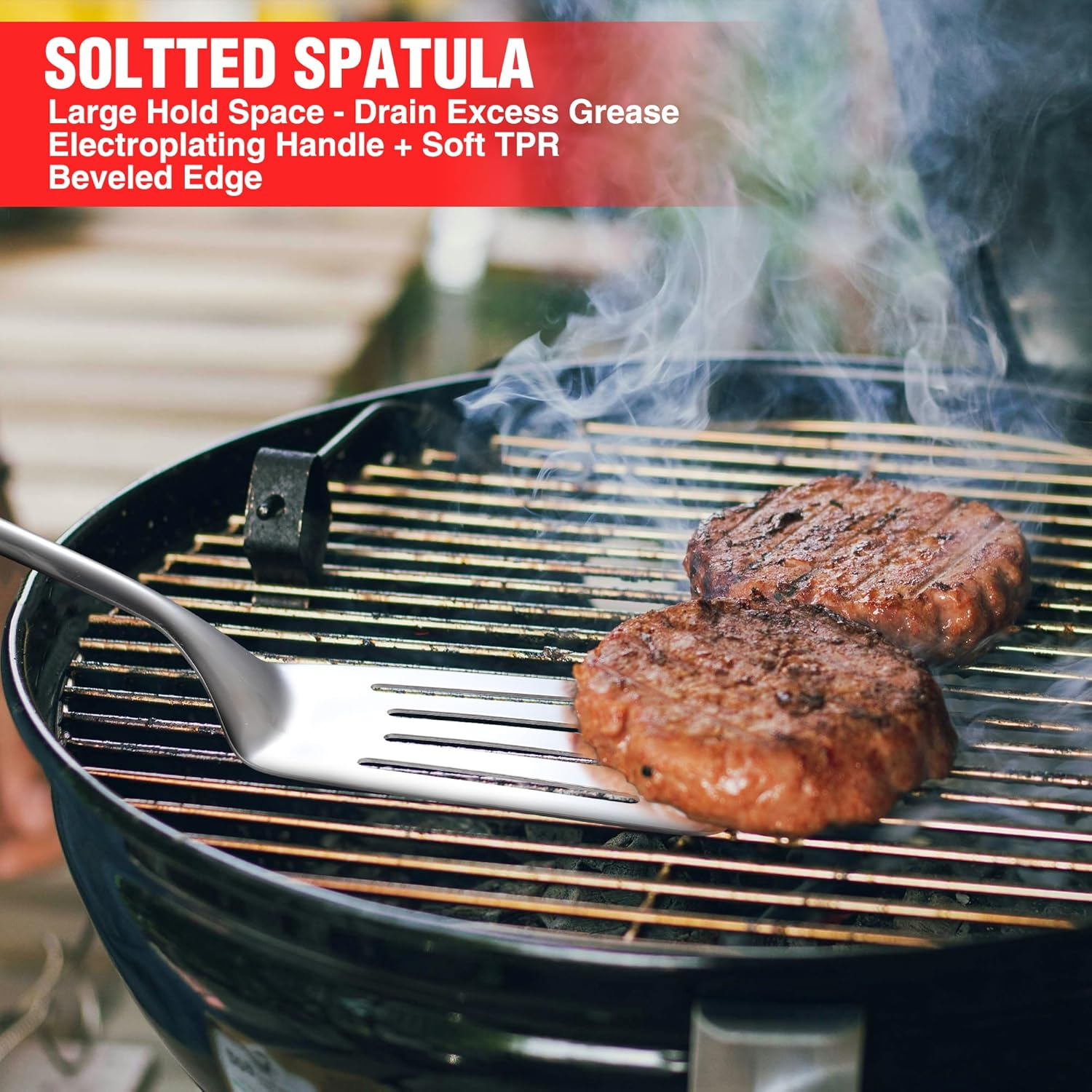 PARGRILL Grill Accessories Heavy Duty BBQ Set Gifts for Men/Women - Premium Stainless Steel Spatula, Fork, Brush & Tongs, Barbecue Utensils Tool Kit Gift for Grilling Lover Outdoor image number 2