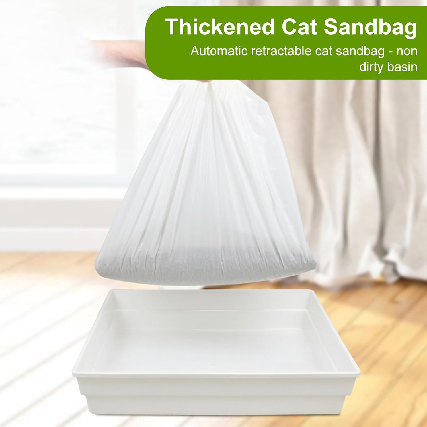 Cat Litter Box Bag, Cat Litter Box Bag with Drawstrings, Self-Cleaning Cat Litter Box Bin Liner, Cat Litter Box Bag with Holes for Easy, L, 6 + 1 Piece, Bag for Cat Litter image number 5