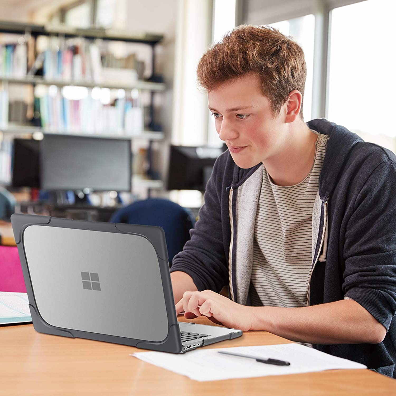 Procase Protective Case for 15 Inch Surface Laptop 5/4/3, Heavy Duty Slim Hard Shell Cover with Foldable Kickstands for 15" Laptop 2022 2021 2019 Old Version -Grey image number 5