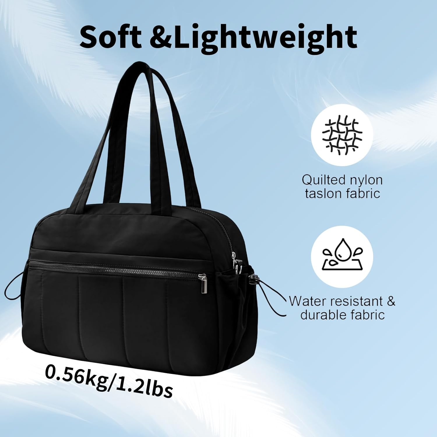 Rhoyee Gym Bag, 20L Travel Duffel Carry-On with Wet Pocket & Shoe Compartment, Lightweight Water-Resistant Weekender Tote for Sports, Work, Yoga, Hospital, and Overnight Trips &ndash; Black