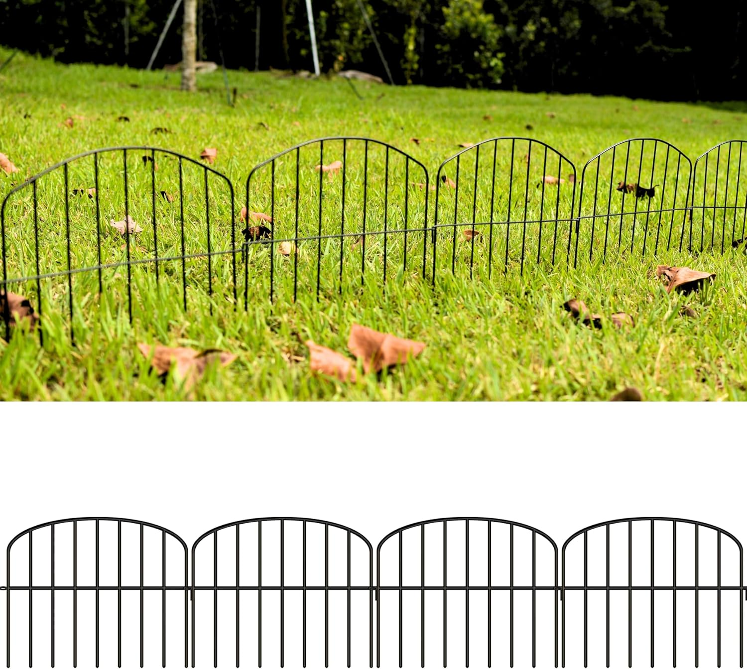 Shoplala Garden Fence Border (10 Panels) 12In(L) X 16.5In(H) Decorative Metal Wire Animal Barrier Fencing, Rustproof Flower Edging for Landscape Patio Outdoor Decor, Dog Gates and Border White M-L16.5
