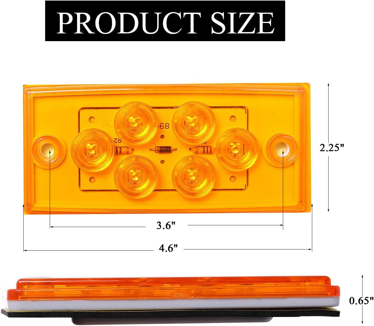 NPAUTO 5Pcs Freightliner Cab Lights 6 LED Amber Roof Top Clearance Marker Lights Compatible for Freightliner Century Columbia Volvo Truck Trailer Camper [Waterproof, Flush Mount] image number 3