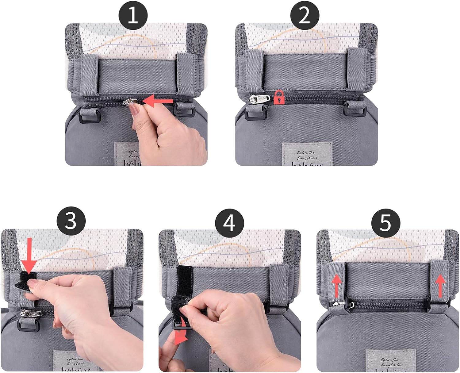 Bebamour Mesh Newborn Baby Carrier Front and Back Carry Baby Newborns to Toddler Baby Hip Carrier (Black)