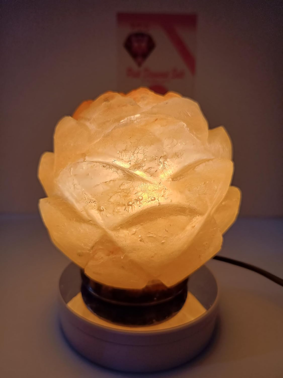 3-4 KG Premium Natural Flower Salt Lamp 100% Authentic, Handcrafted from the Foothills of the Himalayas Beautifully Hand Craft Large Flower Comes with Complete Electric Fitting image number 2