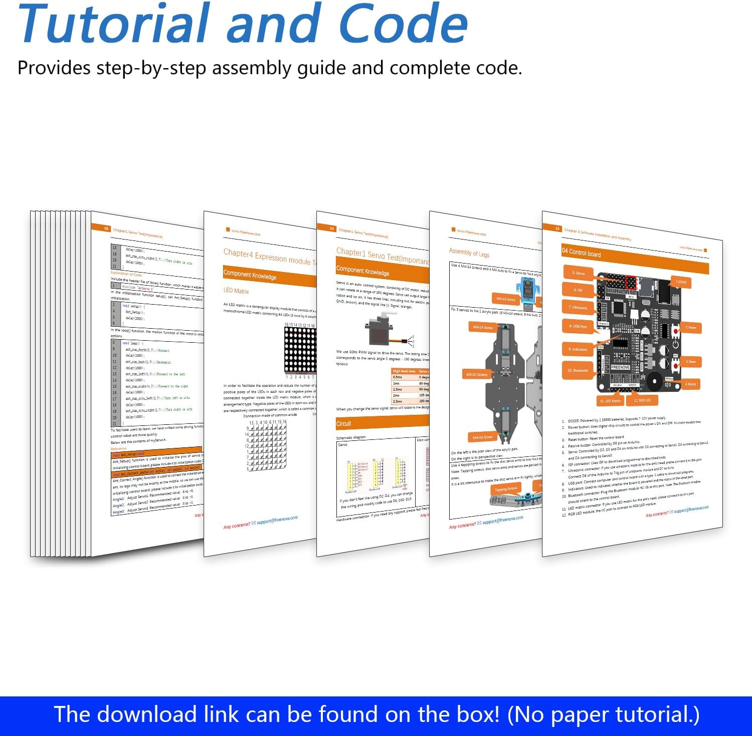 Freenove Robot Ant Kit (Compatible with Arduino IDE), Dot Matrix Expressions, Obstacle Avoidance, Wireless Control App, Ultrasonic Sensor Servo image number 5