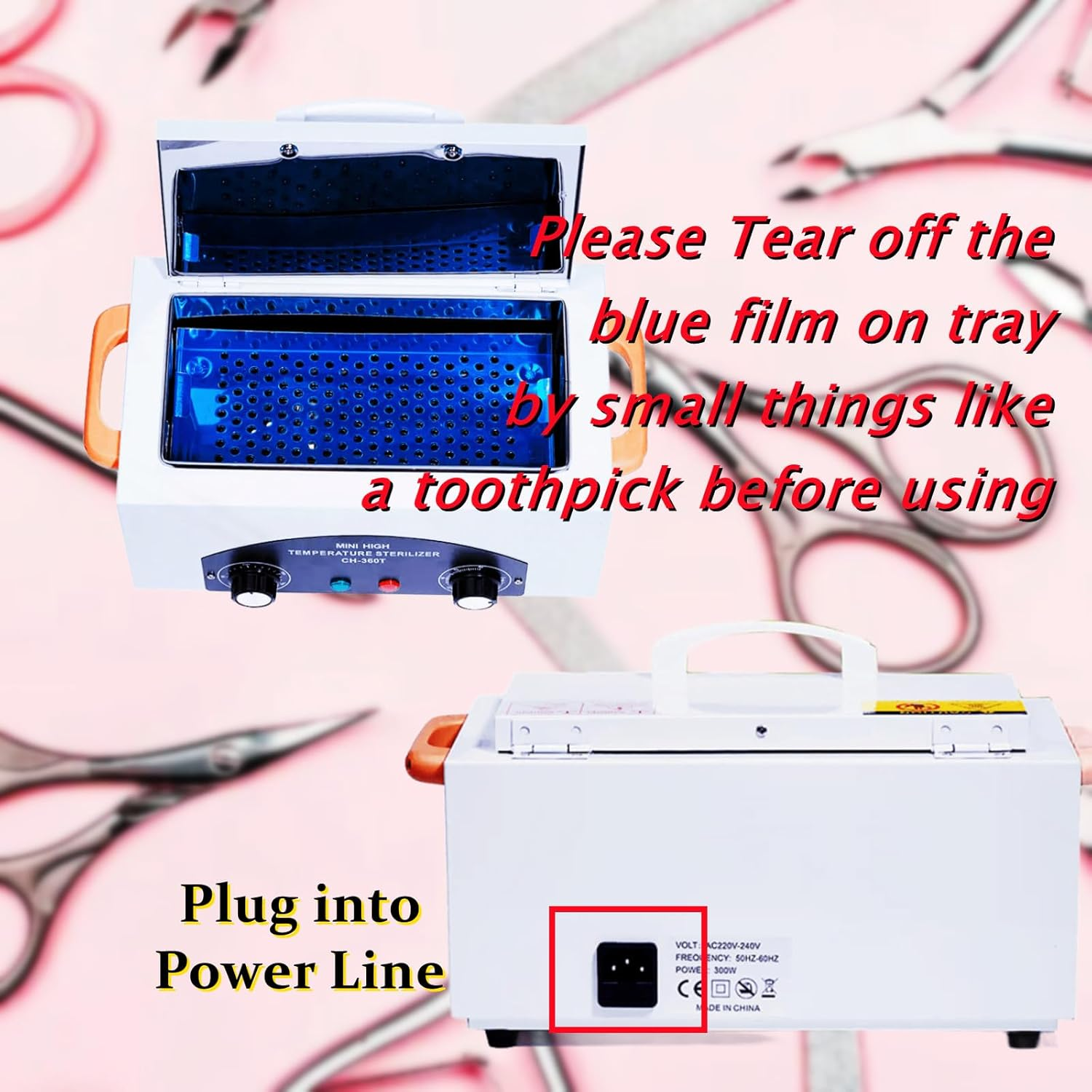 Autoclave Sterilizer, Manicure Steriliser for Nail Tools Adjustable, High-Temperature Nail Tool Steriliser for Salons, Heat Steriliser for Nail Cleaner Tool 300W