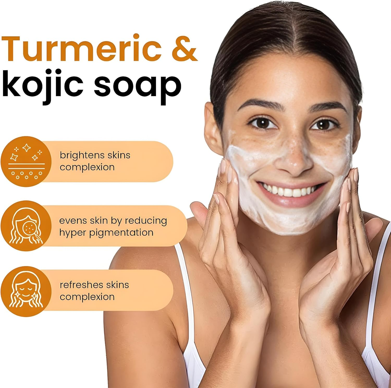 Lemon Turmeric and Kojic Acid Soap Bar -100G, Skin Brightening, Natural Granular Formula image number 2