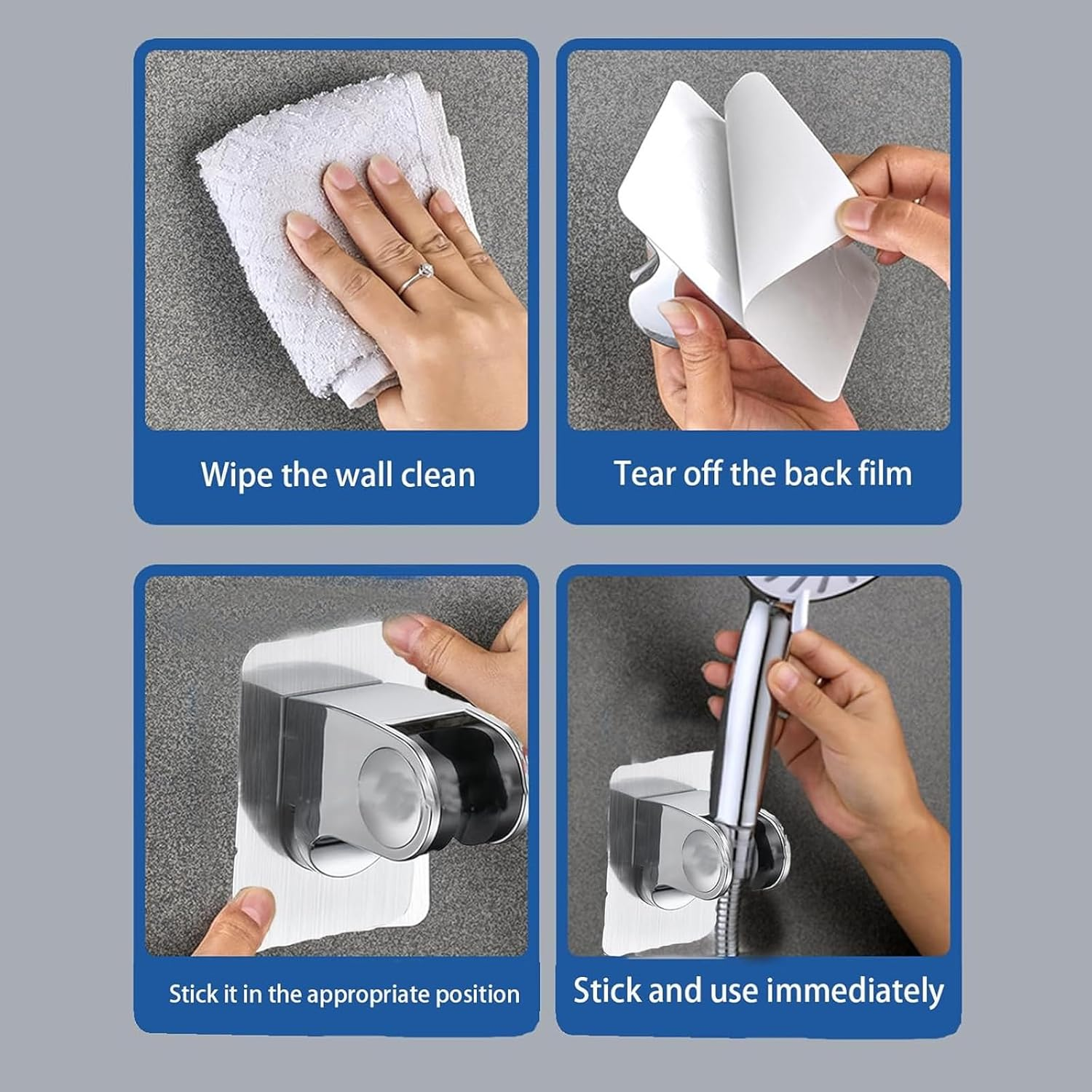 Shower Head Holder, No Drill Mount Shower Accessories, Adjustable Angle Gutter Mount for Bathroom, Shower Enclosure Corner Holder, Universal Shower Arm Bracket image number 6