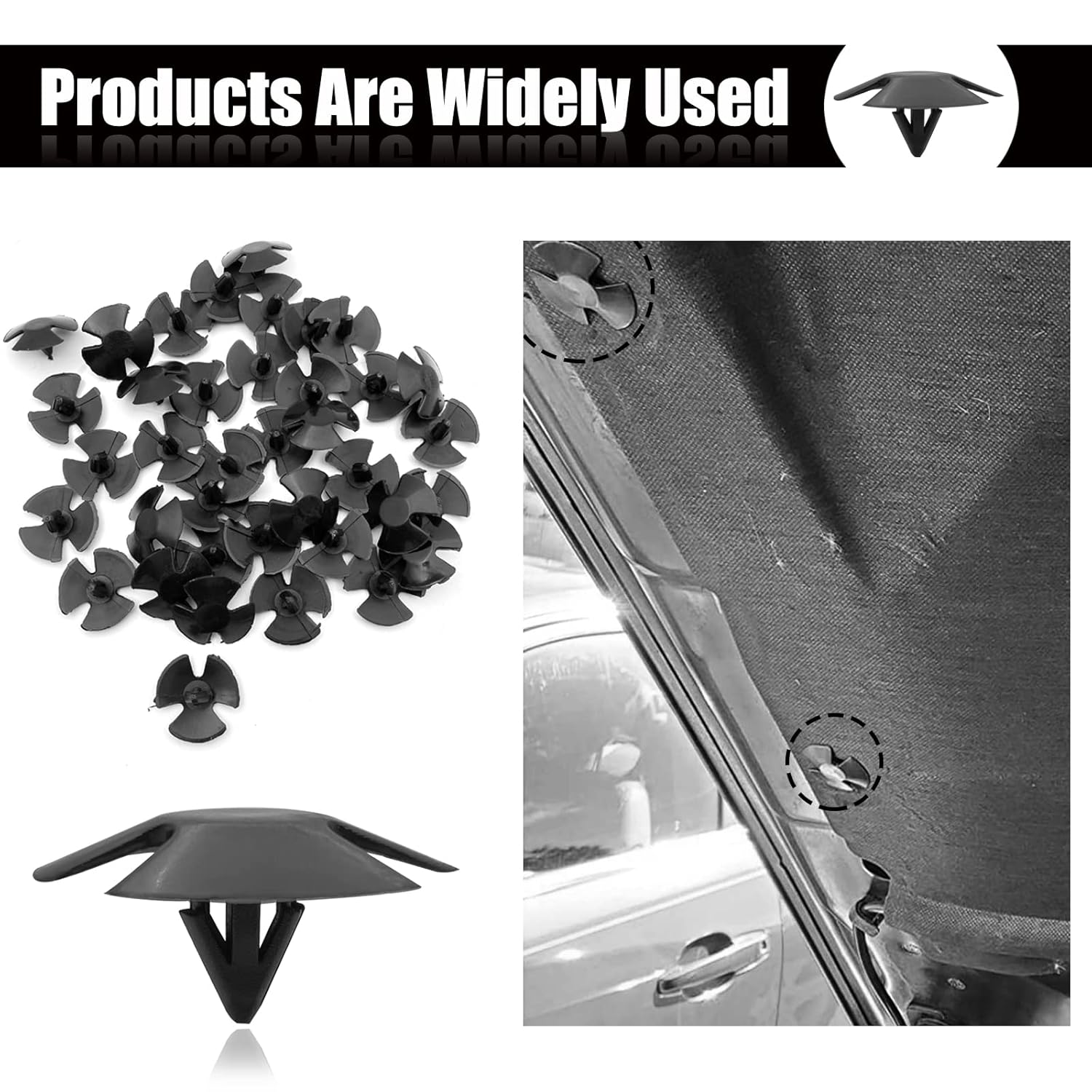 20Pcs Hood Insulation Retainers Push-Type Retainer Clips - Replacement for Chrysler Jeep Dodge Ram Cherokee Grand Cherokee - OEM 4878883AA LH LHS Nylon Clip Fasteners Push Pin Screws - 40Pcs image number 3