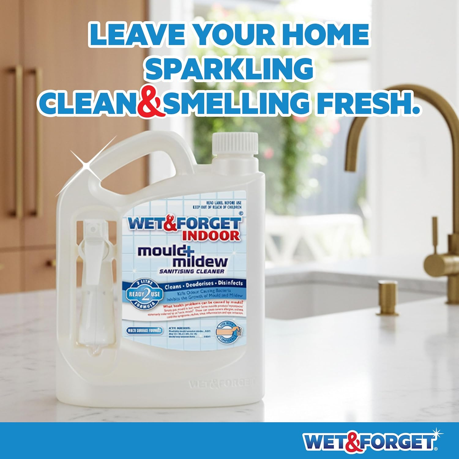 Wet & Forget Indoor Mould & Mildew Remover 2L &ndash; Bleach-Free Sanitiser Spray &ndash; Ready to Use Cleaner for Bathrooms, Walls, Tiles & Hard Surfaces &ndash; Deodorises & Freshens Home image number 3