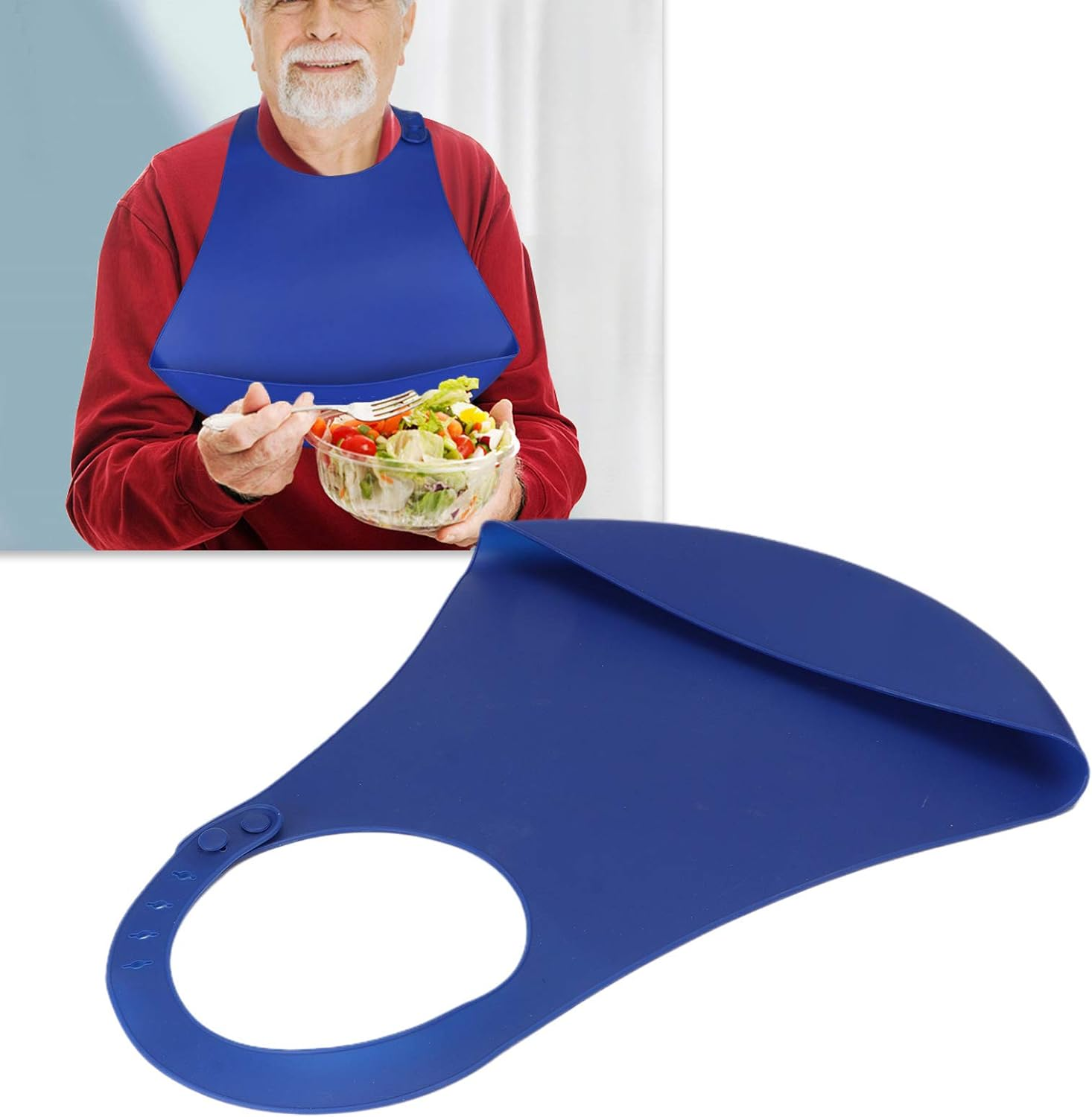 Adult Bib Portable Adjustable Silicone Dinning Eating Clothe Anti-Staining Pocket Anti-Staining Pocket for Elder image number 6
