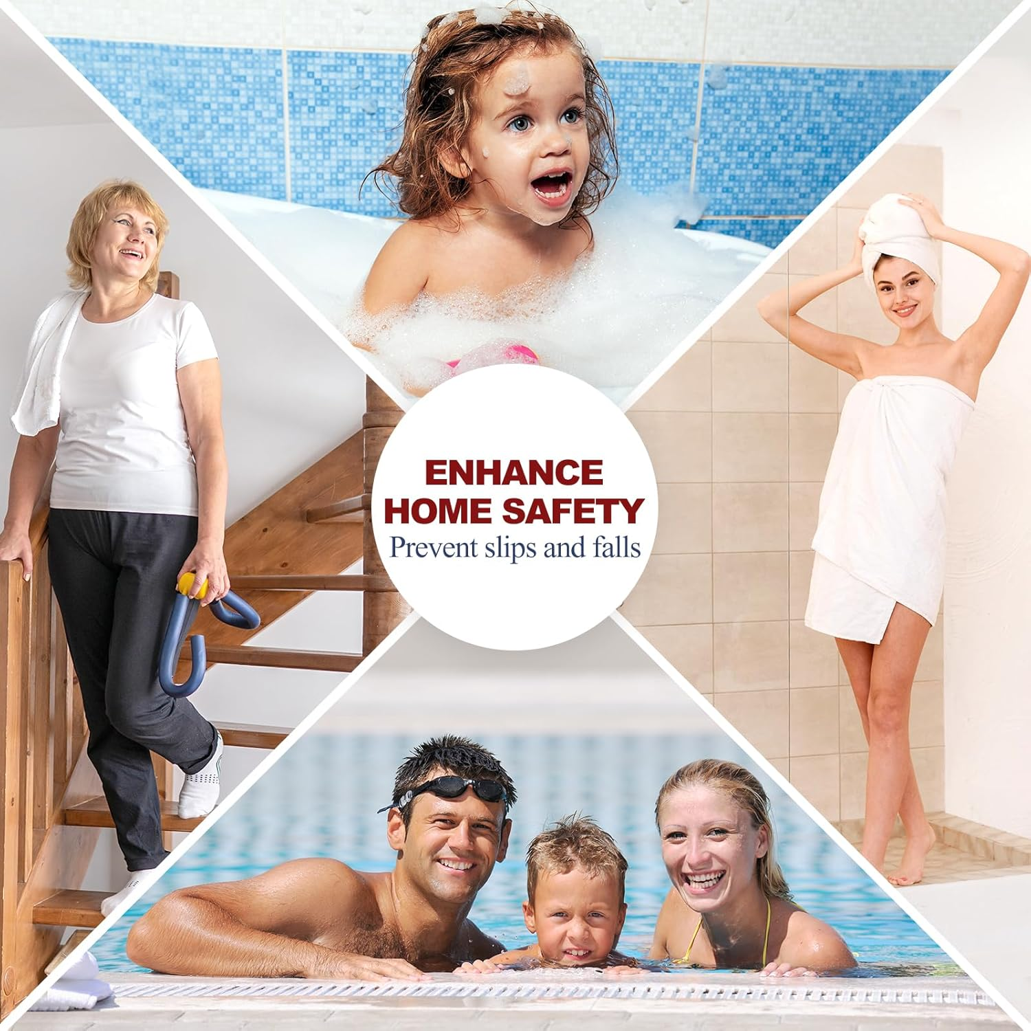 Gecork 28 PCS Shower Floor Non Slip Stickers with Strong Adhesive, Invisible & Durable anti Slip Shower Stickers with Scraper for Bath Tub, Pools and Stairs,Hexagon image number 2