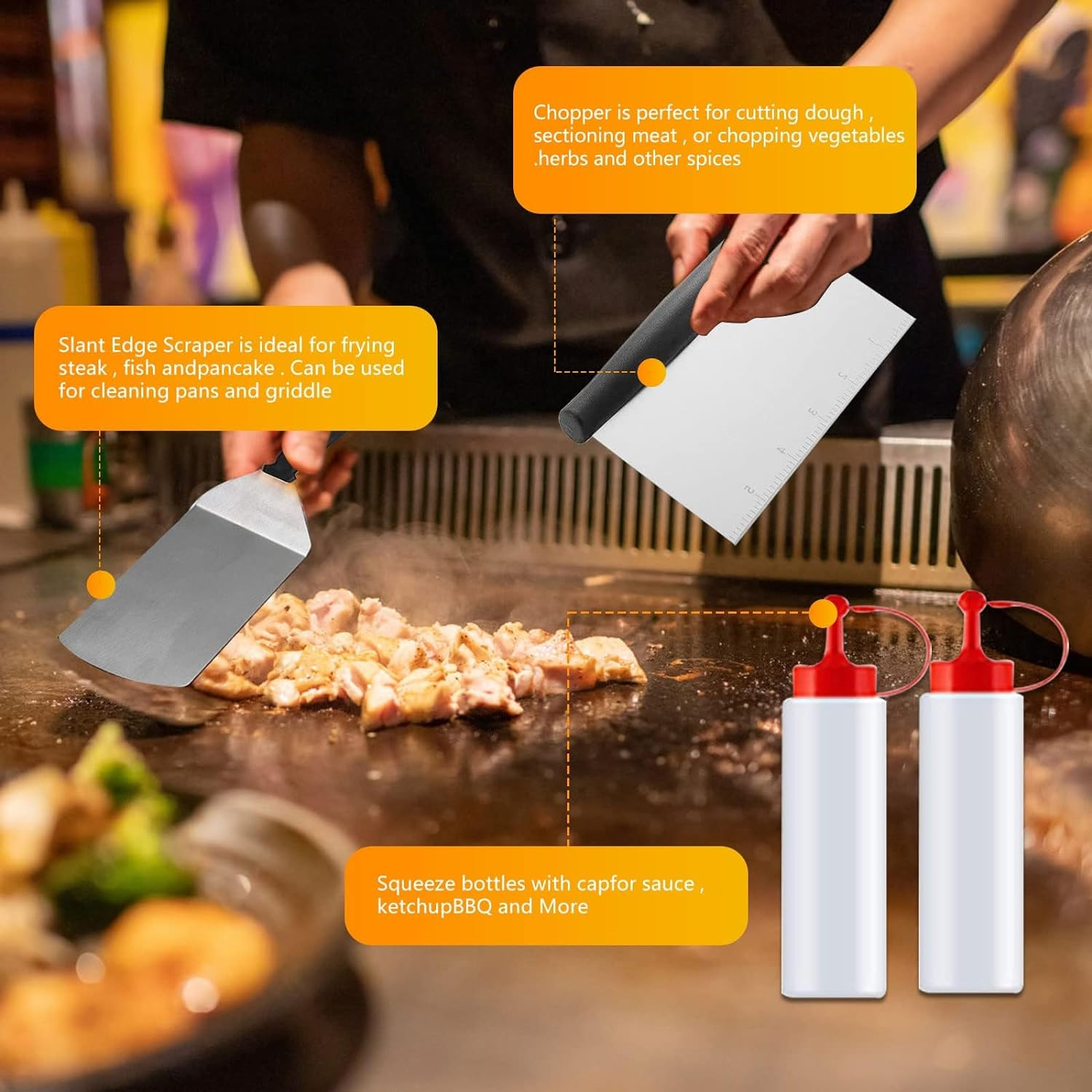 Barbecue Tool Set BBQ Tools Set 45Pcs Griddle Accessories Kit, Stainless Steel BBQ Accessories Complete BBQ Set Gift, Barbecue Accessories Professional Griddle Spatula Set,Bbq Gifts for Men Women image number 2