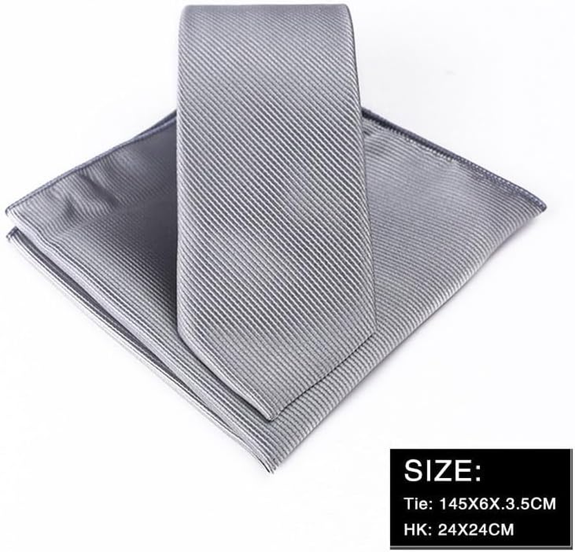 Men'S Tie Set,Solid Pure Color Necktie Classic Formal Plain and Pocket Square Set for Wedding Party Business Work Casual - Navy Blue image number 4