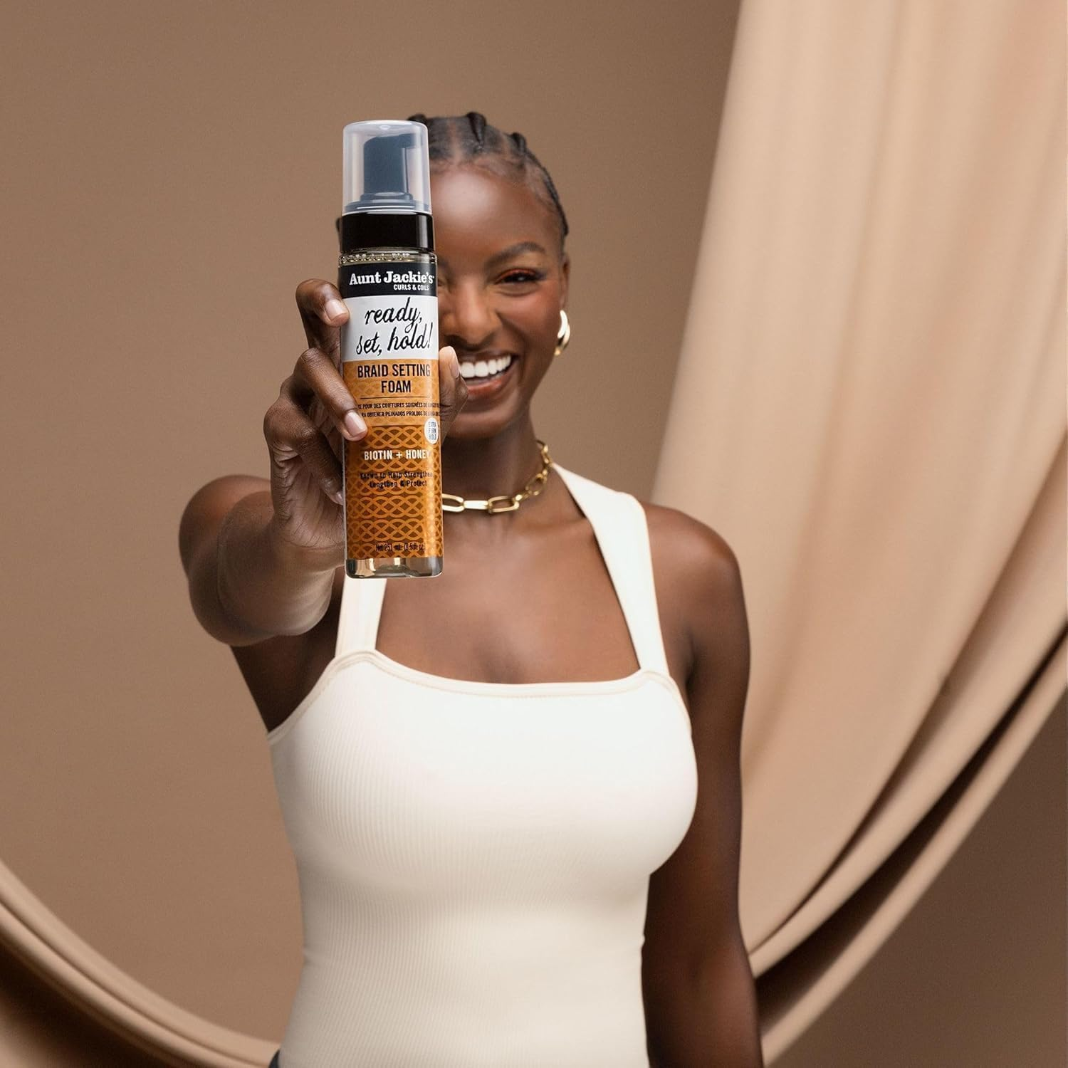 Aunt Jackie'S Ready Set Hold Braid Setting Foam with Biotin and Honey, 213 Ml
