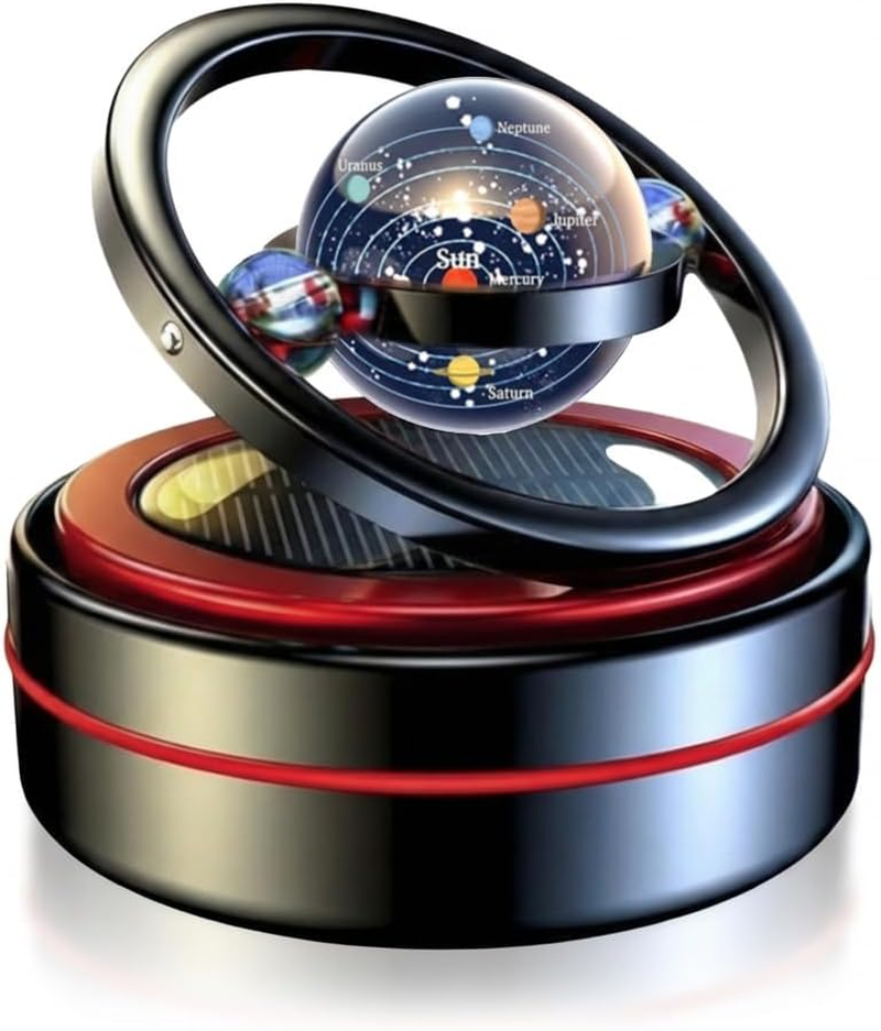 Solar Celestial Fidget Spinner, Lucky Car Decoration, Automatic Sun Powered Home Office & Automotive Accessories, Parents Day Birthday Gift Exchange, Aroma Diffuser Perfume Not Included (Galaxy Red)