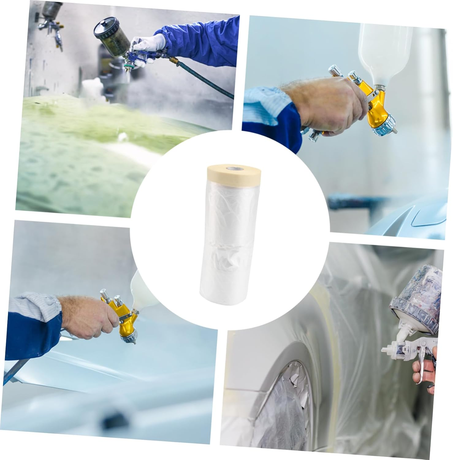 Masking Tape Protective Film Spray Painting Cover, Pre-Taped Masking Film for Car and Home Renovation, 1100Mm X 30M Painting Protection Sheet image number 5