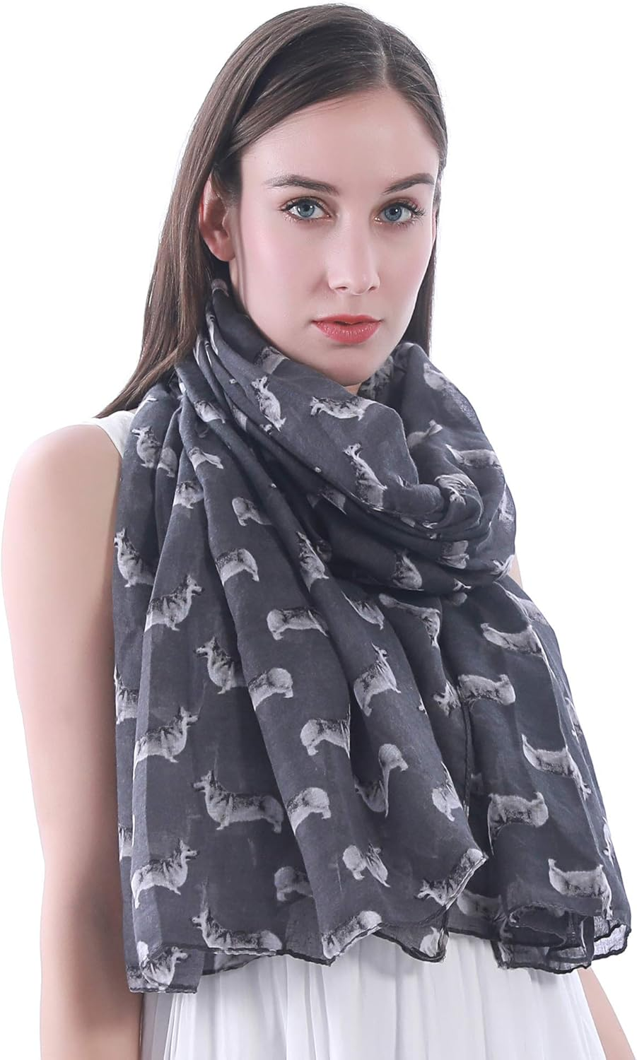 Lina & Lily Pembroke Welsh Corgi Dog Print Women'S Scarf Shawl Wrap Lightweight