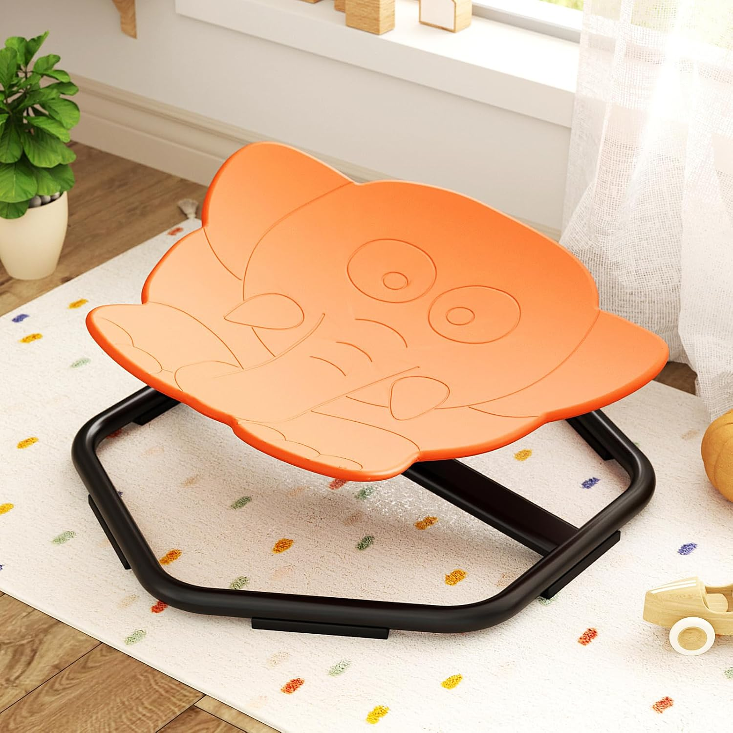 FAYDUDU Spinning Chair for Autism, Elephant Swivel Chair for Kids, 360&deg; Spinning Seat, Autism Sensory Equipment, Spinning Carousel Chair, Sensory Balance Toys for Boys Girls Birthday (Orange) - Blue image number 3