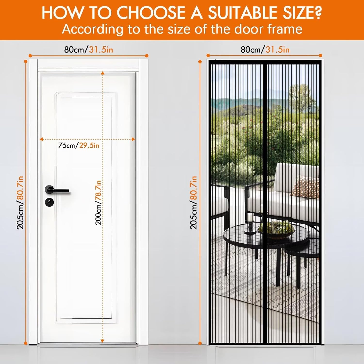 Magnetic Screen Door with Durable Mesh, Hands-Free Closure, Pet and Kid Friendly,Heavy Duty Magnetic Screen Door for Sliding Glass Door Easy Installation, Fits Door Size up to 31.5&Prime; X 80.7&Prime; / 80X205Cm image number 5