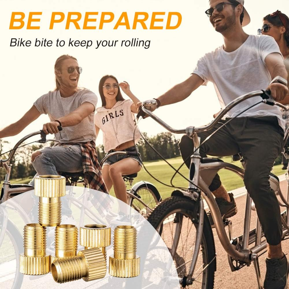 Brass Presta Valve Adapter, Convert Presta to Schrader Adaptor for Bike, Inflate Tire Using Standard Pump or Air Compressor, Tire Valve Caps(2Pcs) image number 4