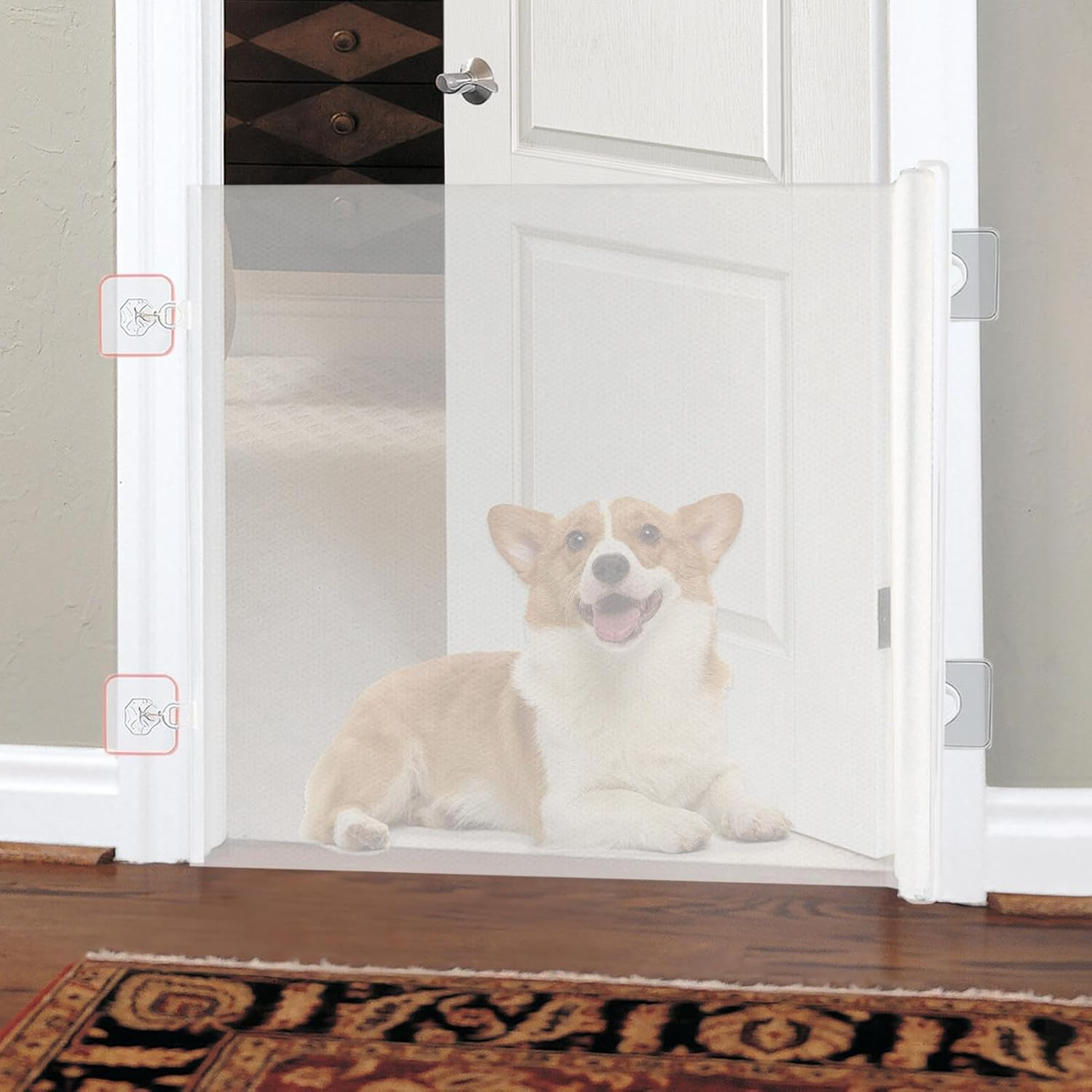 Tuxuseo Pet Gate, Retractable Dog Gate - Adjustable No Drilling Pet Accessories for Indoor Outdoor Stairs Hallway Doors image number 6