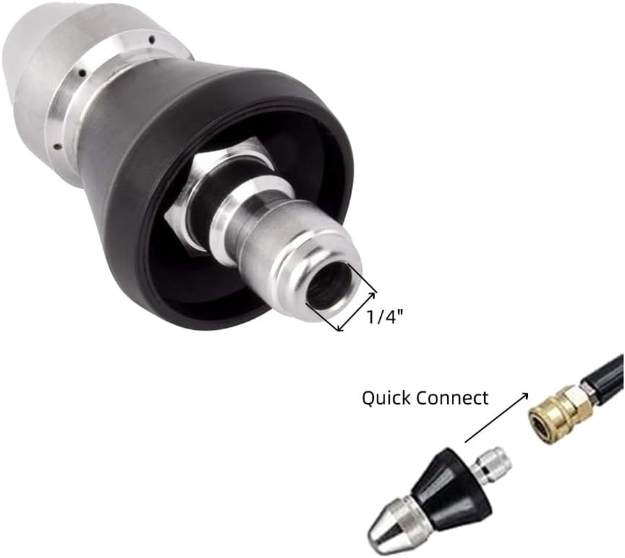 High Pressure Cleaning and Dredging Machine, 1/4 Drain Nozzle Water Mouse Nozzle, 1 Front Jet and 6 Rear Jets, Cleaning and Dredging, Sewage Nozzle