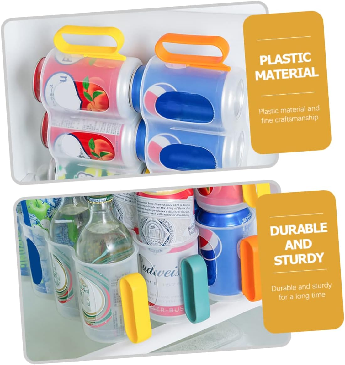 Beverage Can Organizer for Refrigerator 3-Pack Clear Plastic Can Holders Space-Saving Drink Storage Rack for Kitchen Bar Pantry image number 2