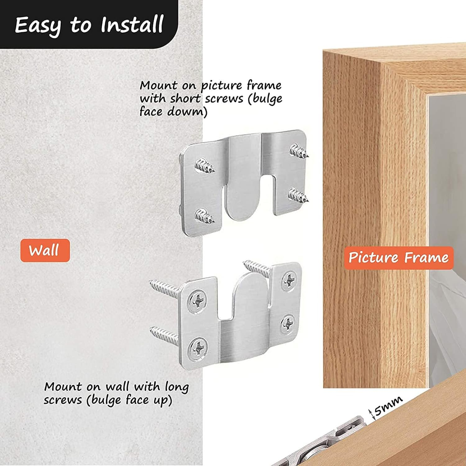 QYINXIU Flush Mount Bracket, Headboard Wall Mounting Brackets-56 X 30Mm Interlocking Hanging Bracket with Screws, Mounting Hardware for Picture image number 1