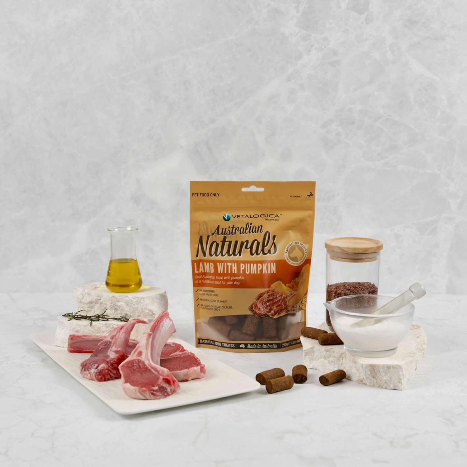 Vetalogica Australian Naturals Grain Free Large Breed Lamb with Pumpkin Treats for Dogs 210 G