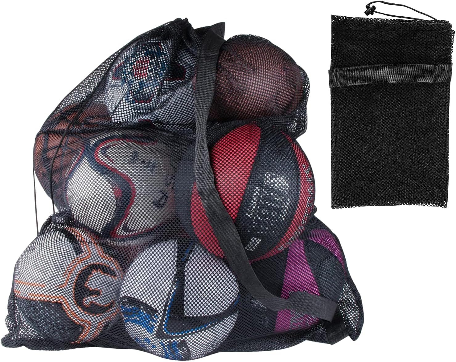 Sports Ball Bag Drawstring Mesh Medium 30X40 Inch Professional Equipment Bag with Shoulder Strap, Black Holds 10+ Soccer/Basketball Balls Ideal for Sports, Beach, Camping, and Events image number 1