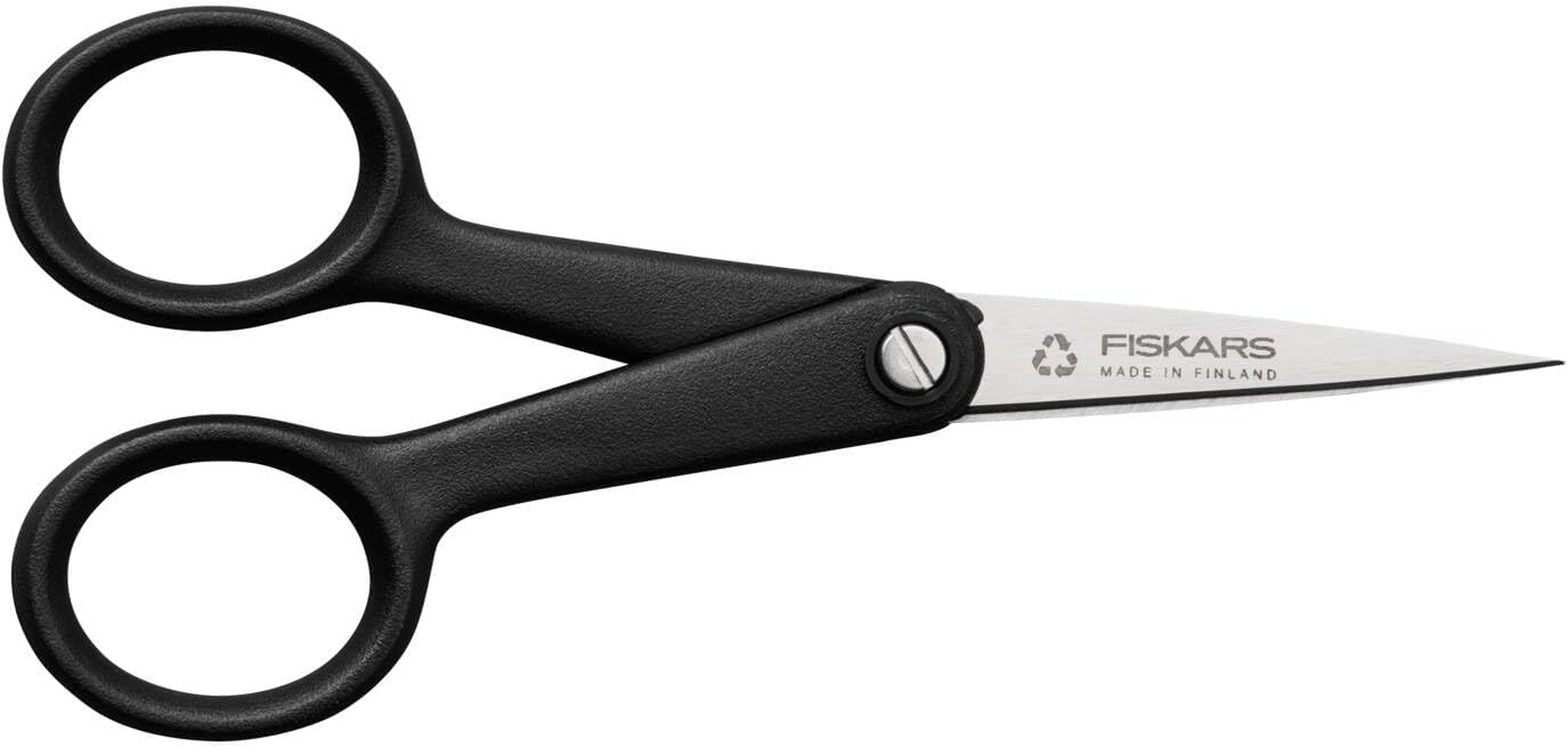 Fiskars Renew 1074541 Handicraft Scissors, Length: 12.4 Cm, Recycled Stainless Steel/Recycled Plastic, Functional Shape, Black image number 6